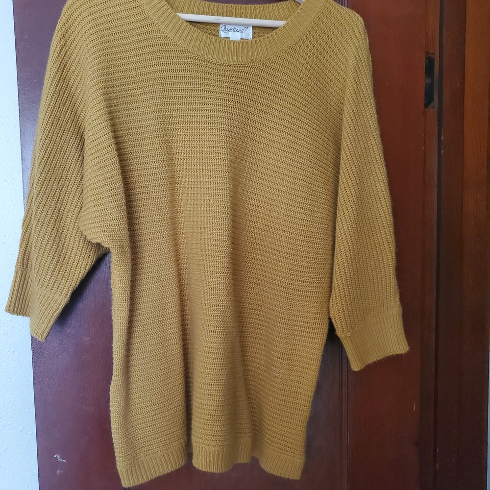 Women's Mustard Knit Sweater with Back Buttons